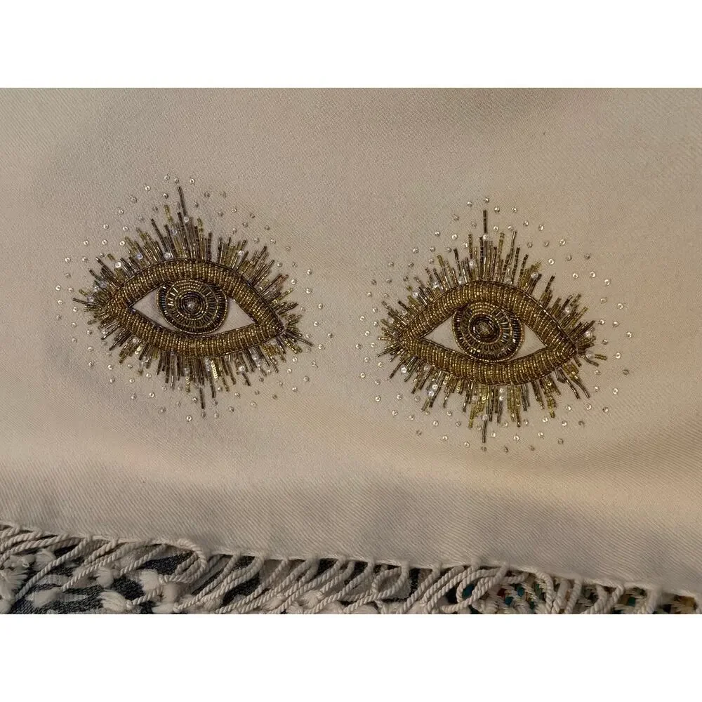 JONATHAN ADLER BEADED MUSE EYES EMBELLISHED THROW BLANKET